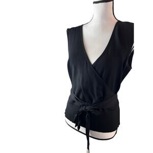 St. John Knit Black Wrap Top Size L